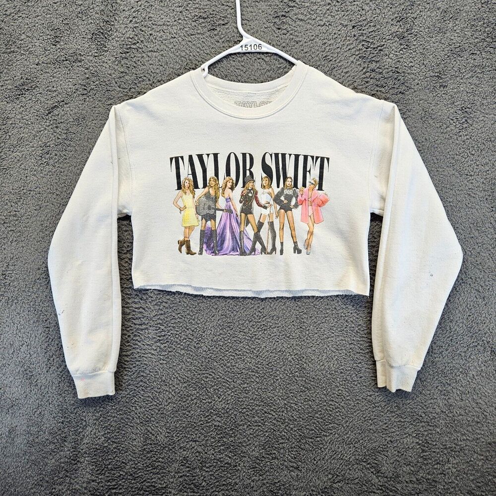 Taylor Swift Eras‎ Tour Midnights Cropped Sweatshirt Women Size Small White